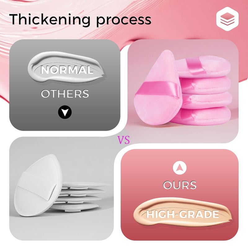 JOLY Triangle Powder Puff Face Makeup Sponge Beauty Blender Stocking Stuffers Puffs for Women apply Loose Powder and Foundation (6Pcs_Black+6Pcs_Pink) - Image 5